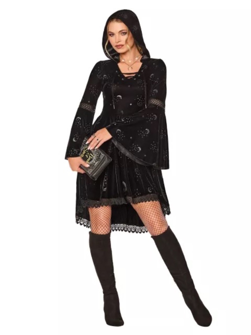 Spirit Celestial Coven Witch Costume Dress Size XL Black